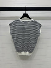 PRAD 25S STRIPED V-NECK KNITTED VEST 264126
